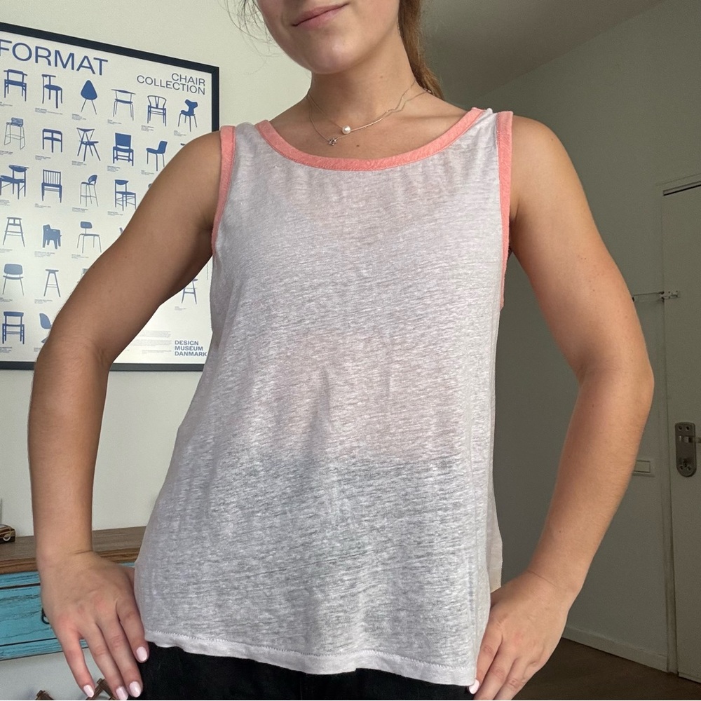 NWOT Rag & Bone Payton Linen Tank Top sz M Pale Lilia Scoop Neck/Back Sleeveless